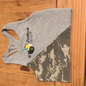 Justice Sport Gray/Green Camo Teen Sports Bra, Size 32